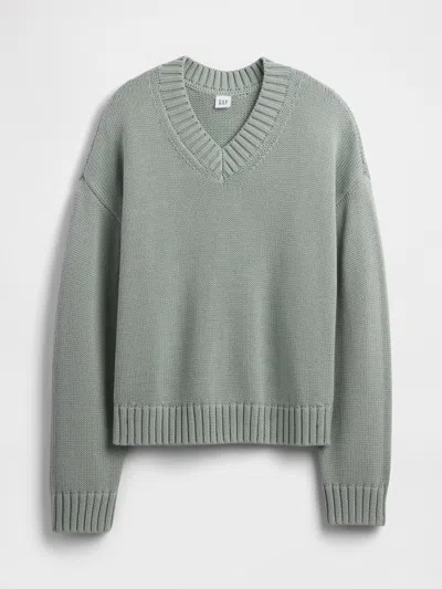 Gap Factory Oversized V-neck Sweater In Green