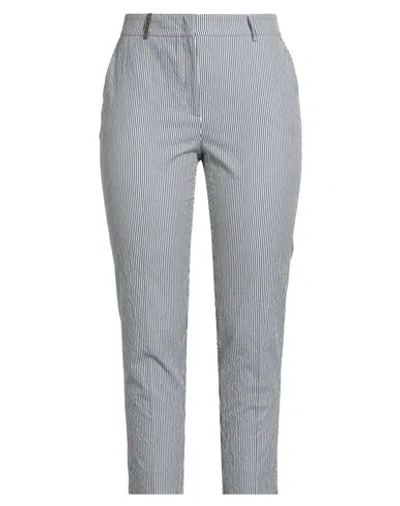 Peserico Icon 4718 Woman Pants Midnight Blue Size 12 Cotton, Nylon, Elastane In Gray