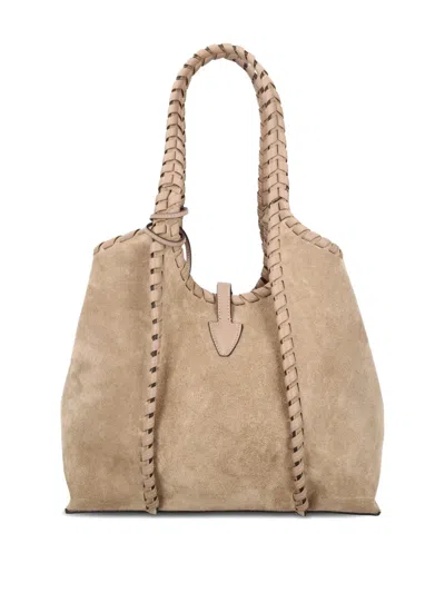 Tod's Small T-timeless Logo-detail Tote Bag In Nude