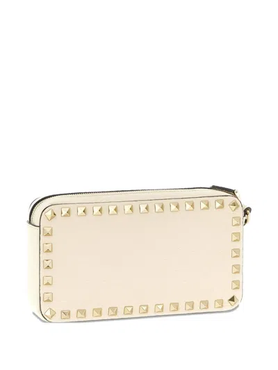 Valentino Rockstud Rectangular Clutch Bag With Wrist Strap In White