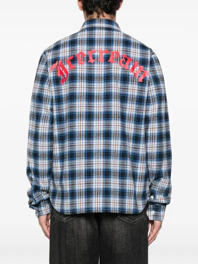 Icecream Check-pattern Logo-embroidered Shirt In Blue
