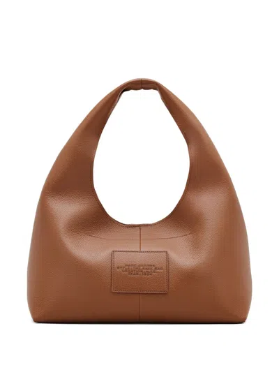 Marc Jacobs The Sack Embossed-logo Leather Shoulder Bag In Brown