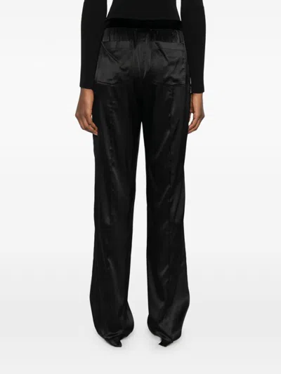 Tom Ford Stretch Silk Satin Pj Pants Trousers Black In Black