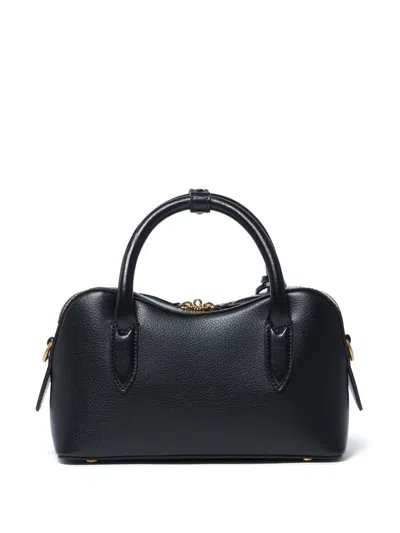 Stella Mccartney Ryder Black Small Handbag With Two Top Handles And Front Padlock Detail With Logo In Ecoleather Woma