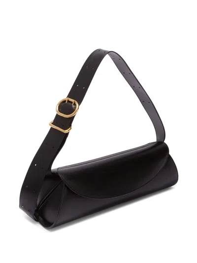 Jil Sander Women Cannolo Small Leather Shoulder Bag In Black