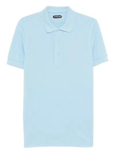 Tom Ford Sky Blue Solid Polo In Multi