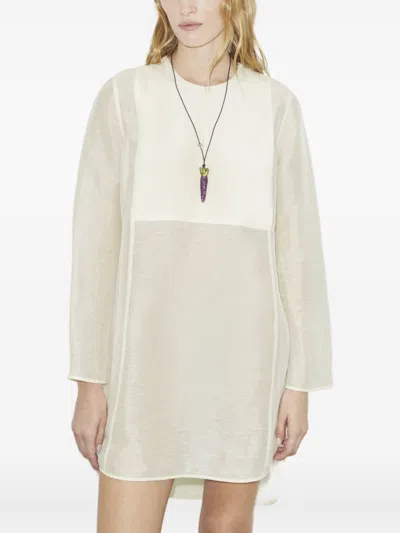 Tory Burch Linen And Silk Tunic In Neutral
