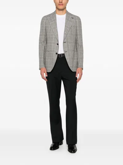 Tom Ford White Crewneck T-shirt With Logo Embroidery On The Front And Perforated Design In Cotton Man In White