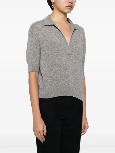 Khaite Shrunken Jo Cashmere Blend Sweater In Gray