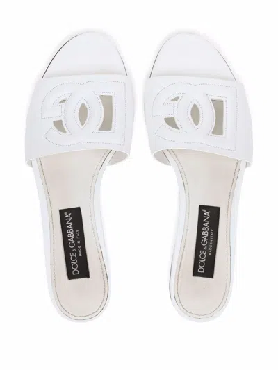 Dolce & Gabbana 5mm Leather-covered Heel Sandals With Calfskin Insole In White