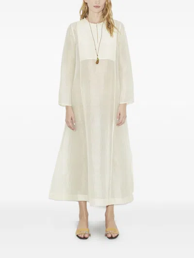Tory Burch Linen And Silk Long Kaftan In Neutral