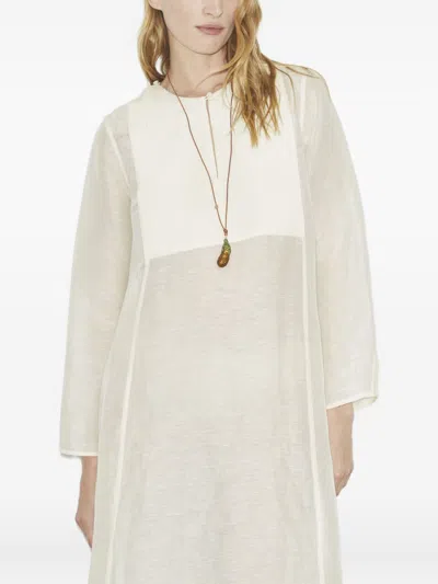 Tory Burch Linen And Silk Long Kaftan In Neutral