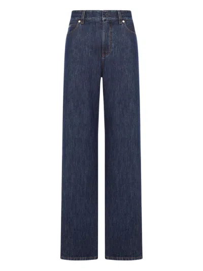 Fendi High-waisted And Straight Leg Five-pocket Jeans Clothing In Blue
