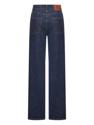 Fendi High-waisted And Straight Leg Five-pocket Jeans Clothing In Blue
