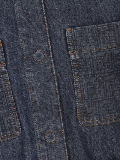 Fendi Go-to Denim Shirt Jacket With Quilted Ff Motif Clothing In Blue