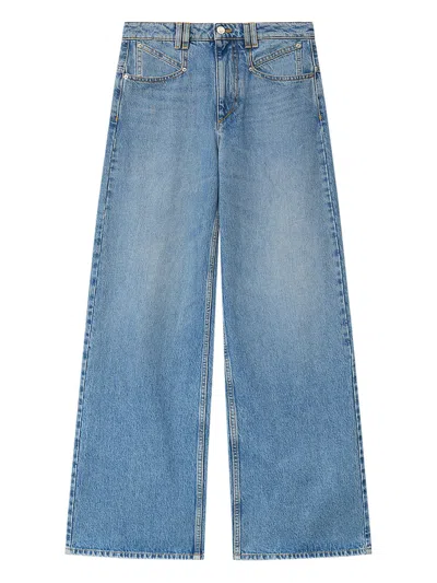 Isabel Marant Lemony High Waist Wide Pants In Blue