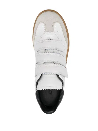 Isabel Marant Beth Logo Velcro Straps In White Leather And Suede