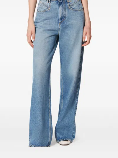 Isabel Marant Lemony High Waist Wide Pants In Blue