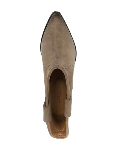 Isabel Marant Dewina Suede Calfskin Western Ankle Boots In Gray