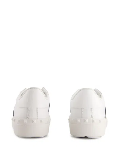 Valentino Garavani Open Leather Sneakers With Contrast Band And Stud Details Shoes In White