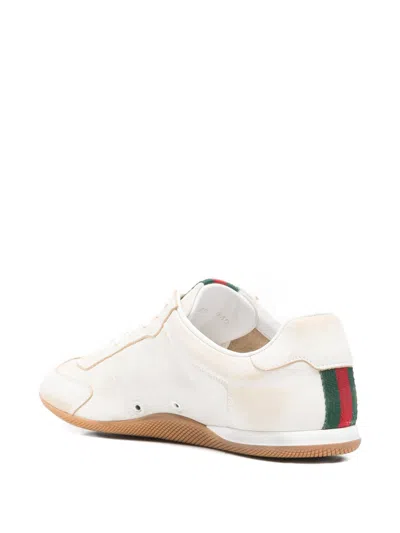 Gucci Elan Washed Leather Low-top Sneakers In White
