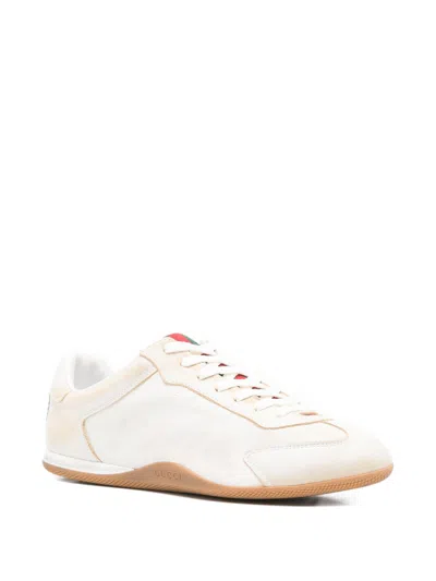 Gucci Elan Washed Leather Low-top Sneakers In White