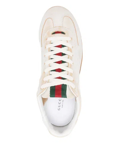 Gucci Elan Washed Leather Low-top Sneakers In White