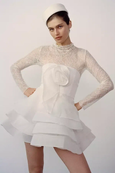 Bhldn Rosette Strapless Mini Dress In White