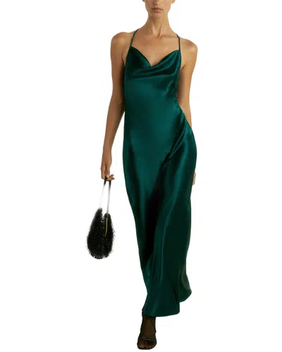 Reiss Paisley Metallic Cowl Slip Dess In Green