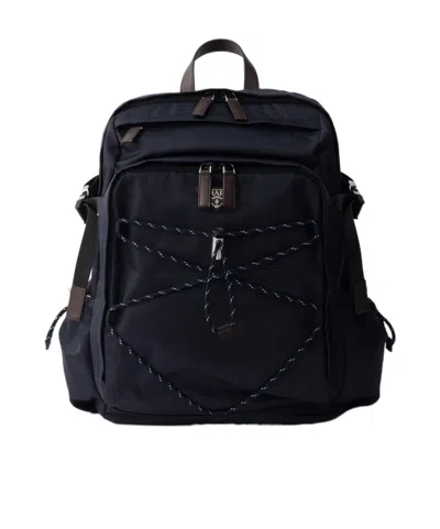 Prada Triangle-logo Zipped Backpack In Blue