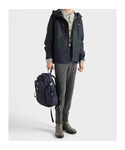 Prada Triangle-logo Zipped Backpack In Blue