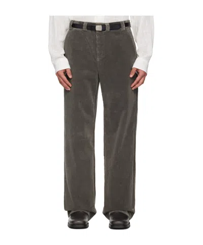 Rier Ssense Exclusive Gray Corduroy Trousers In Black