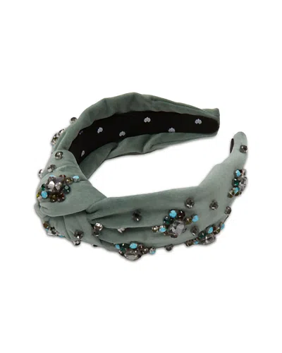 Lele Sadoughi Knotted Twinkle Crystal Headband In Green