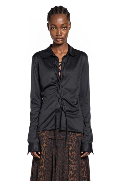 Balenciaga Lace-up Shirt In Black