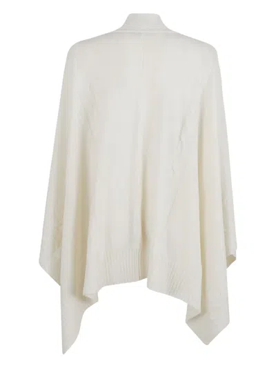 Ermanno Scervino Cozy Cable Knit Cape With Ribbed Hem In White