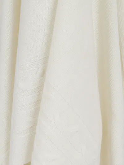 Ermanno Scervino Cozy Cable Knit Cape With Ribbed Hem In White