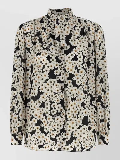 Valentino Apres Lhivier Floral Pleated Neck Shirt In Multi