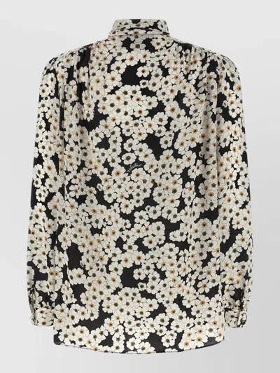 Valentino Apres Lhivier Floral Pleated Neck Shirt In Multi