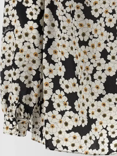 Valentino Apres Lhivier Floral Pleated Neck Shirt In Multi