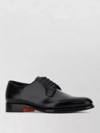 Santoni Ensley Lace Up Leather Shoes Polished In Black