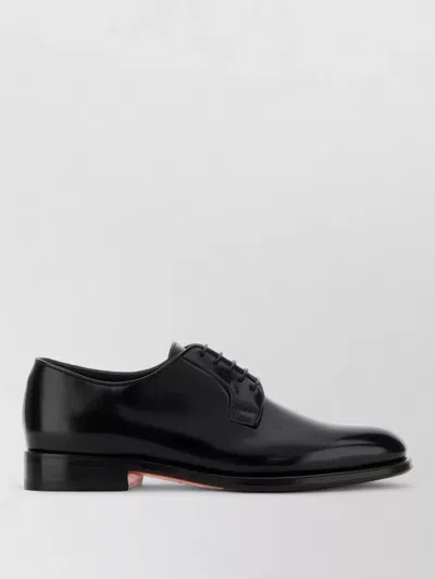 Santoni Ensley Lace Up Leather Shoes Polished In Black