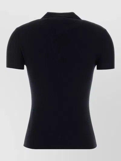 Max Mara Albero Wool Polo Shirt Collared Neck In Black