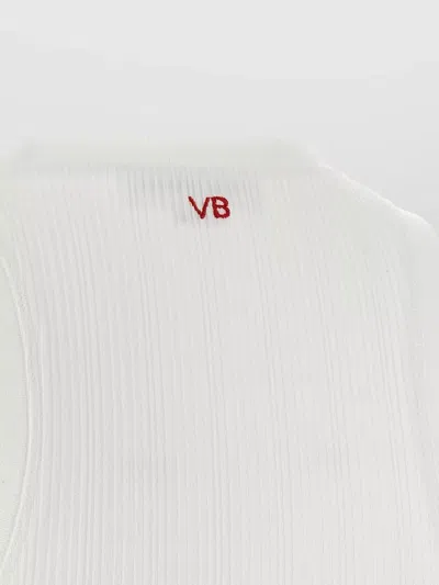 Victoria Beckham Sleeveless Rib Knit Tank Top Embroidered In White