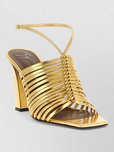 Giuseppe Zanotti Savoia Sandals Ankle Strap Open Square Toe In Gold