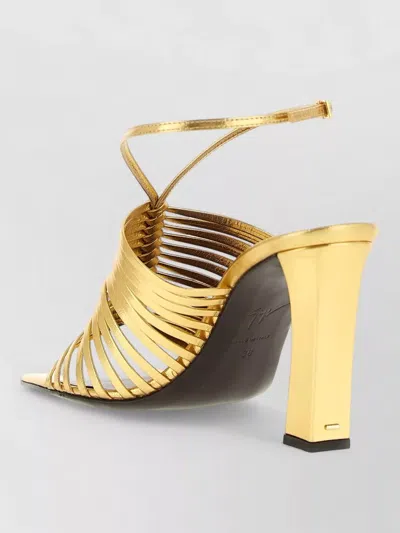 Giuseppe Zanotti Savoia Sandals Ankle Strap Open Square Toe In Gold