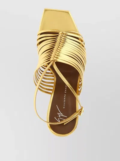 Giuseppe Zanotti Savoia Sandals Ankle Strap Open Square Toe In Gold