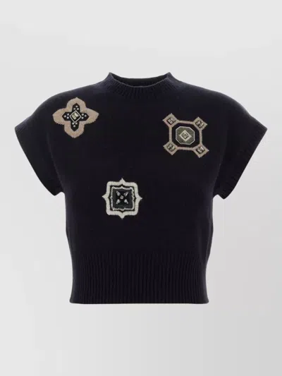 Max Mara Wool Blend Anfora Vest Cap Sleeve In Black