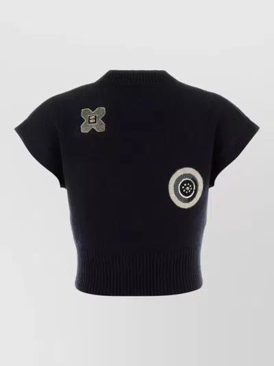 Max Mara Wool Blend Anfora Vest Cap Sleeve In Black