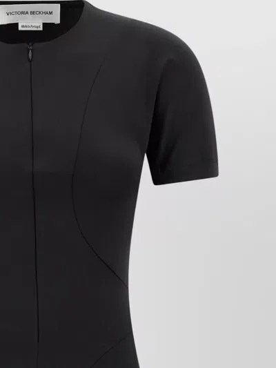 Victoria Beckham Women Black Crew Neck Midi Dress, S Luxury Dresses For Women Darveys In Black