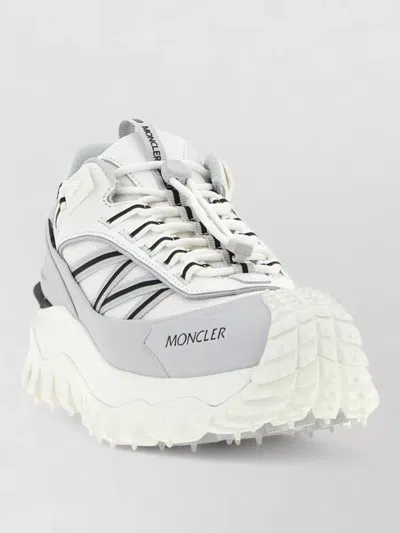 Moncler Light Grey Real Leather Trailgrip Gtx Low Top Sneakers In Gray